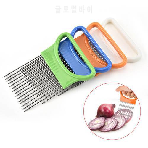 Stainless Steel Onion Needle Onion Slicer Tomato Vegetables Safe Fork vegetables Slicing Cutting Tools Kitchen Accessories