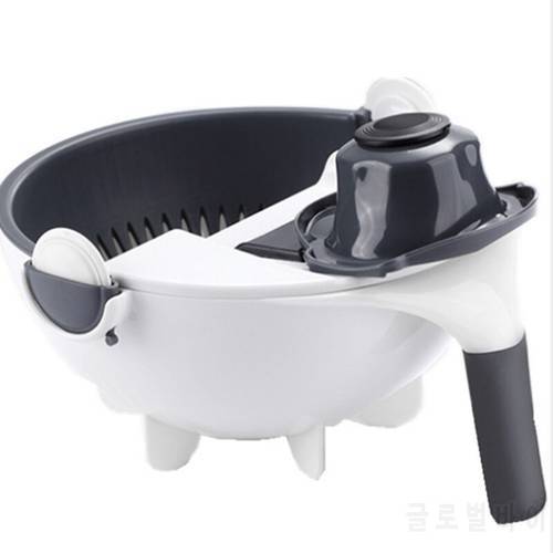 Multifunctional manual slicer drain bowl vegetables cutters kitchen gadgets chopper grater with rotating drain basket WF1104