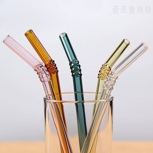 Reusable Glass Straws Colorful Drinking Straw Eco-friendly High Borosilicate Glass Straw Glass Tube Party Favors Bar Drinkware