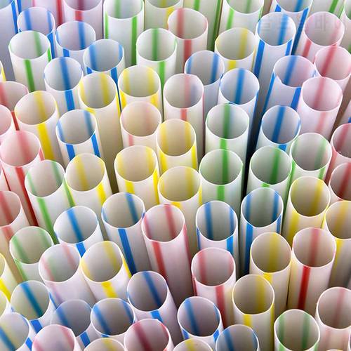 100Pcs 5X210mm Colorful Disposable Plastic Curved Drinking Straws Wedding Birthday Party Bar Drink Accessories Supplies Tools