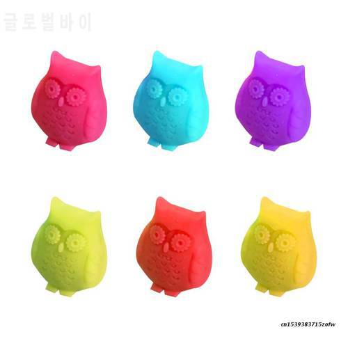 Red Wine Glass Markers Set of 6 Cute Owl Silicone Drink Glass Charms Tags Identification Cup Labels Signs for Party Bar