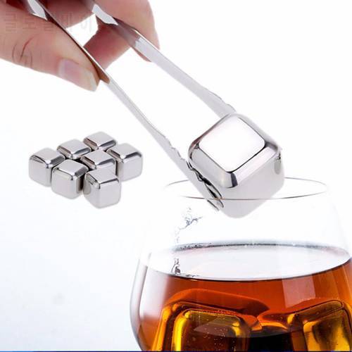 1 Pcs Food Grade Stainless Steel Ice Stones Reusable For Whiskey Wine Beer Chilling Stones Party Bar Tools TSLM2