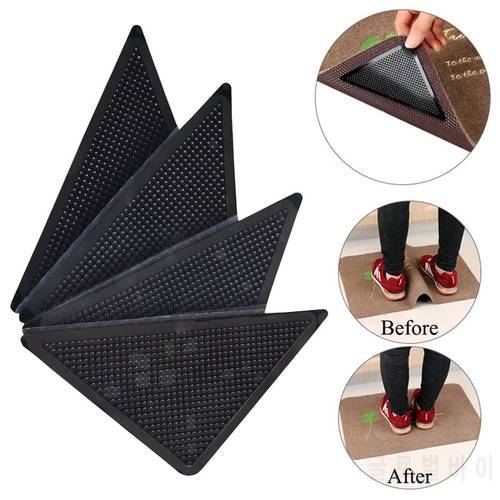 4PCs Reusable Rug Grippers Anti Skid Corners Pads Non Slip Patch Mat Triangle Washable Carpet Grip Adhesive Stopper Tape Sticker
