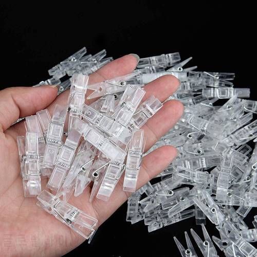50Pcs Portable Photo Clips Plastic Mini Spring Clear Clothes Pegs For Photo Paper Craft Clips Clothespin Party Home Decoration