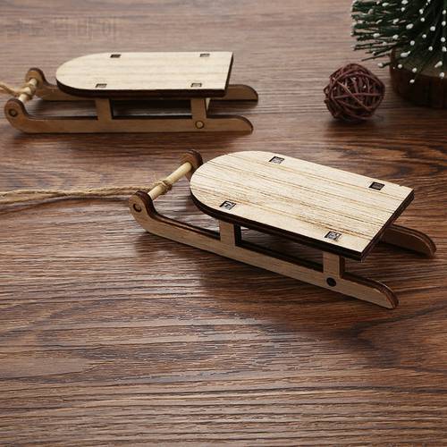 Creative Delicate Durable Practical Portable Xmas Sled Wooden Mini Sleighs Sleighs For Decoration Christmas Ornament