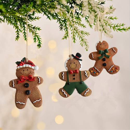 1Pc Gingerbread Man Christmas Tree Ornaments Resin Gingerman Living Room Decorations for Holiday Festival Home Decor Xmas Gifts