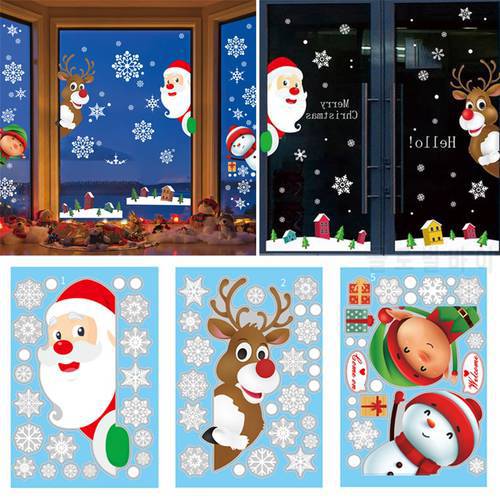Christmas Wall Window Stickers Christmas Decals Decoration For Home Merry Christmas Ornaments Xmas Navidad New Year 2022