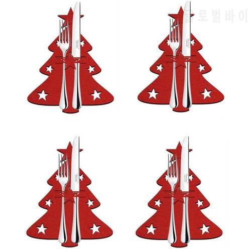 4pcs Christmas Tree Cutlery Knife Fork Covers Table Decor Xmas Tableware Decoration Holder Bags Christmas Decorations for Home