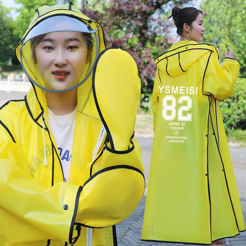 Electric Cycle Raincoat Women Men Impermeable Thickened Waterproof Raincoat Tourism Outdoor Hiking Rain Poncho Hooded Rain Coat