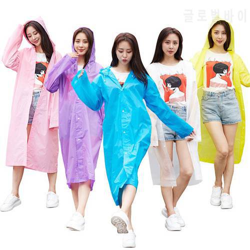 JPZYLFKZL2018 Hot Sale Fashion EVA Trench Raincoat Women/Men Impermeable Plastic Transparent Rain Coat 5 Colors Rain Gear Poncho