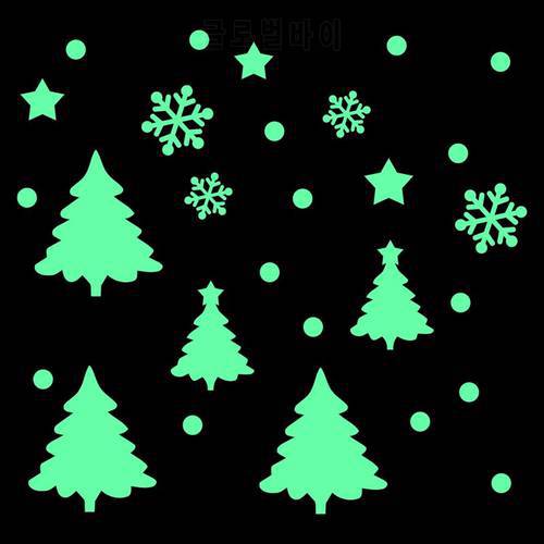 Snowflake Sticker Glow in the Dark Christmas Decorations Winter Glass Shop Window Wall Decal Child Home Decor Luminous Sticker