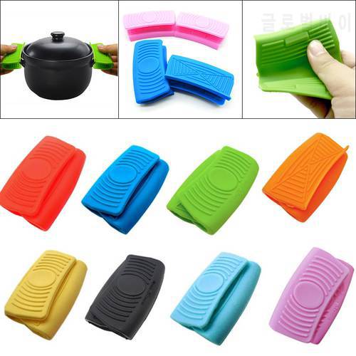 1 Pair Portable Silicone Oven Mini Gloves Heatproof Anti-scalding Gloves for Cooking Clamp Pot Holders Potholders Kitchen Tools
