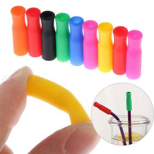 20pcs Caps Anti Burn Teeth Food Grade Silicone Straw Tip Protector Bar Reusable Straw Accessories Tip No Rattle Cover 6mm