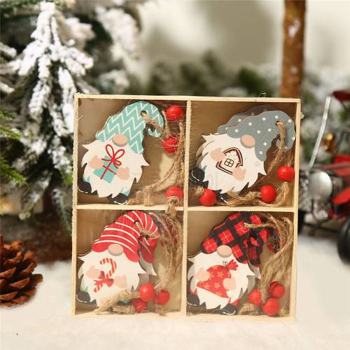 12Pcs Navidad 2022 Christmas Tree Decorations Gnome Craft Wooden Ornaments Christmas Decorations for Home Xmas New Year 2023
