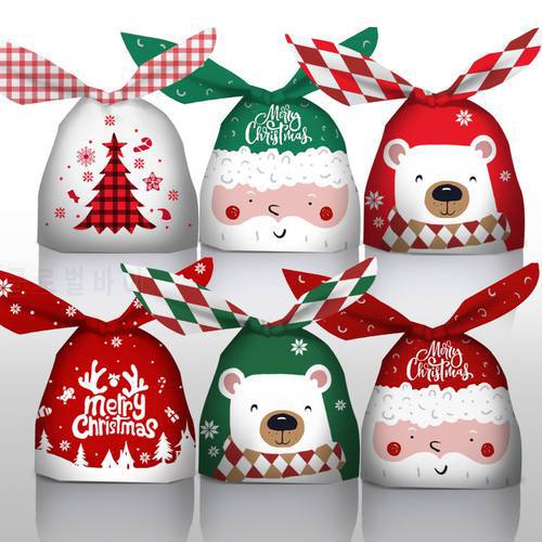 5/10pcs Latest New Year 2023 Christmas Candy Gift Bag Xmas Packing Plastic Bag Christmas Decorations for Home Navidad 2022 Gift