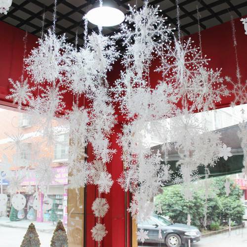 30Pcs Christmas Decorations White Artificial Snowflake White Plastic fake snowflake Xmas tree ornament New Year 2022 Decor