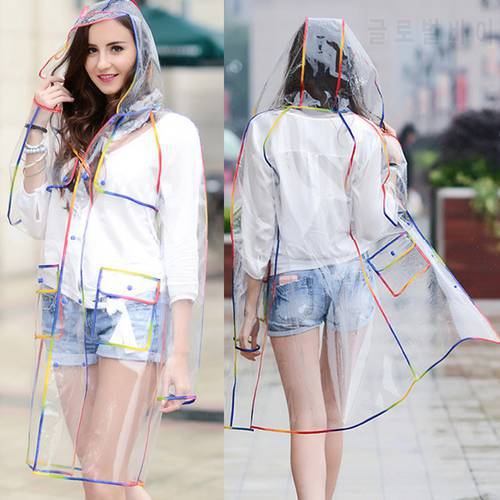 New Fashion Women&39s Transparent Thicken Plastic Raincoat Travel Waterproof Rainwear Adult Poncho Outdoor Rain Coat