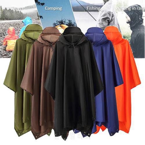 3 In 1 Hooded Waterproof Rain coat women Polyester Fabric Men&39s raincoat Coat Durable Awning Rain Poncho Moisture-Proof Mat