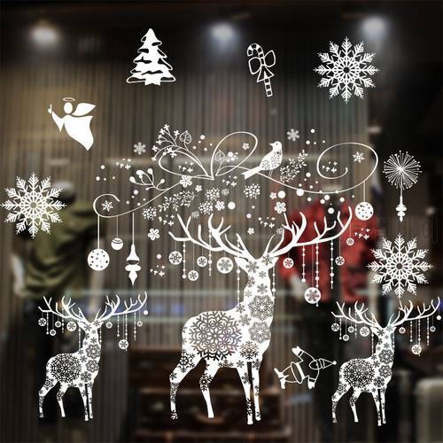 Merry Christmas Wall Stickers Window Glass Stickers Christmas Decorations For Home 2021 Christmas Ornaments Xmas New Year 2022