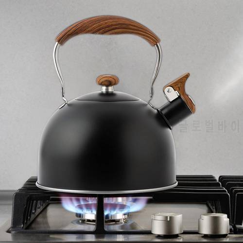 New 2.5L Stainless Steel Whistling Tea Kettle Food Grade Teapot For Make Tea Boil Water Compatible Gas Stoves Induction Cookers