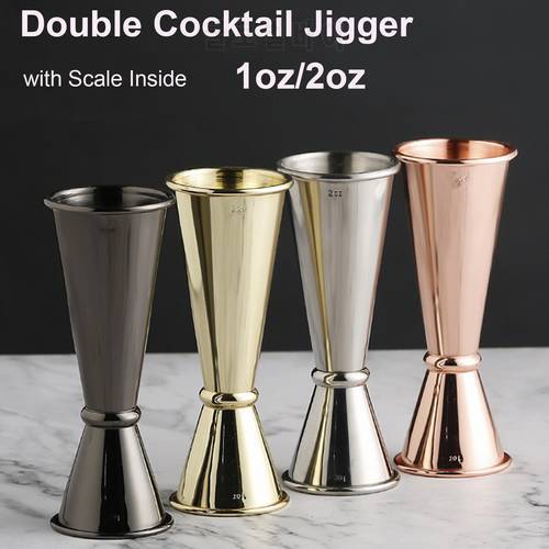 New Dual Design Stainless Steel Measuring Cup Double Cocktail Jigger with Scale Inside Bar Japanese Jigger Kitchen Bar Tools