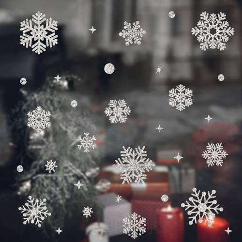Christmas Snowflake Window Stickers Christmas Decoration Elk Santa Claus PVC Wall Stickers For Xmas Home Ornament Noel New Year