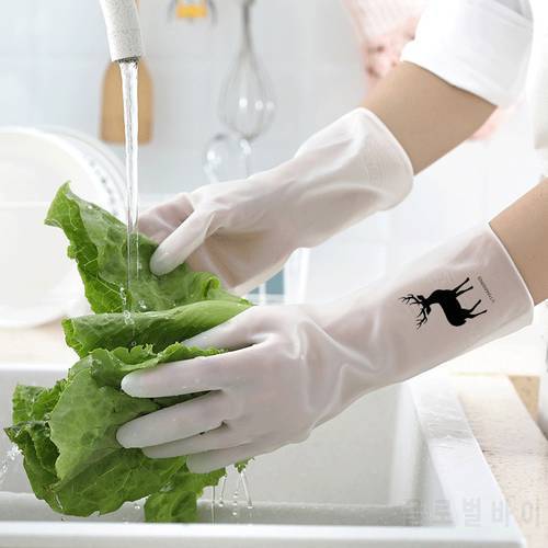 Housework Cleaning Gloves Laundry Waterproof Plastic Leather Household Cleaning Non-Slip Durable Kitchen Dishes And Dishes