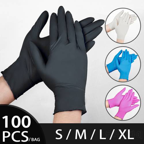 Nitrile Synethtic Gloves Blue 100pcs Food Grade Waterproof Allergy Free Disposable Work Safety Gloves Household Mechanic Kitchen