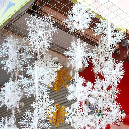 30pcs Christmas Tree Decoration Snowflakes 6cm - 18 cm White Plastic Artificial Snow Christmas Decor Home New Year Party Decor