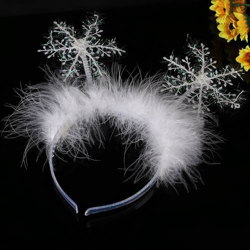 1 Piece Snowflake Headband Feather Hair Band Christmas Hair Hoop Snowflake Feather Headband Christmas Exquisite Hair Accessories