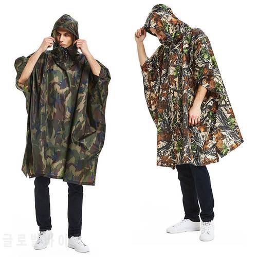Camouflage Hooded Men Rain Coat Camping mountaineering hiking outdoor jungle raincoat impermeable waterproof poncho rain jacket