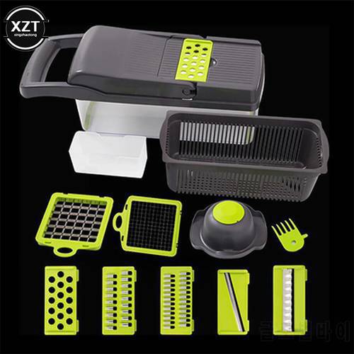 12pc/set 8 In1 Multifunctional Vegetable Cutter Potato Slicer Carrot Grater Kitchen Accessories Gadgets Steel Blade Kitchen Tool