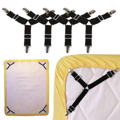 4pcs Adjustable Triangle Elastic Suspenders Gripper Belt Bed Sheet Fasteners Mattress Covers Sofa Cushion Strap Clip Home Gadget