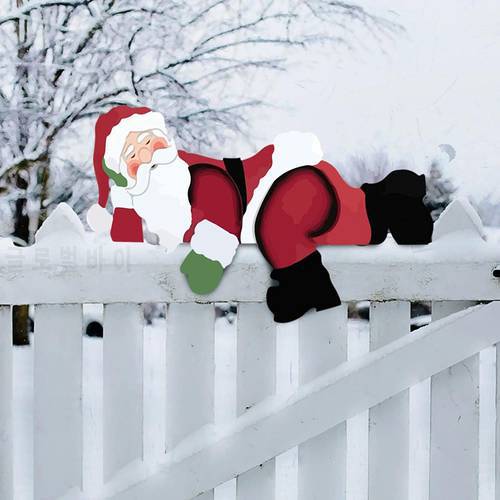 Christmas Ornament Santa Claus Reindeer-Santa Claus Fence Peeker Christmas Decor Outdoor Festivity To The Occasion New Year 2022