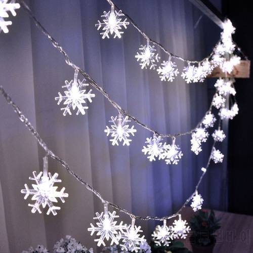 LED Snowflake String Fairy Lights Garland 10 lChristmas Tree New Year Room Valentine&39s Day Decoration Lights USB Battery 2021