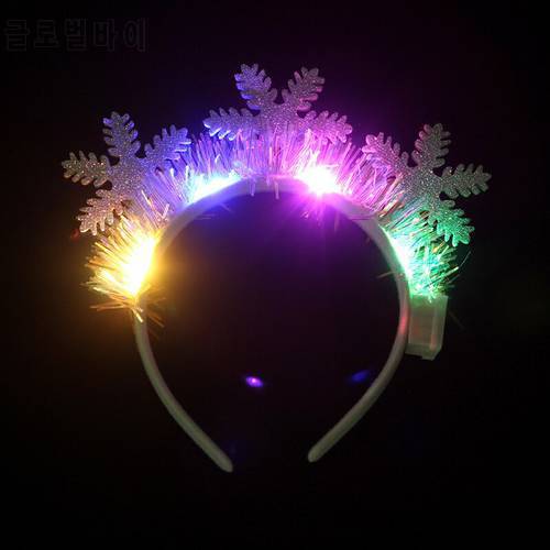 LED Light Christmas Headband Foil Tinsel Snowflake Ball Elven Feet New Year Hair Accessories For Girls Christmas Headband Light