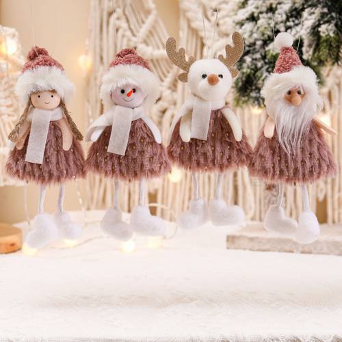 2pcsCute Christmas Angel Hanging Pendant Lovely Plush Doll Pendant Ornament Party Supplies for Home Christmas Tree Xmas Natal