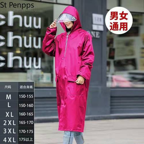 Fashion Long Walking Raincoat Adult One-piece Men and Women Riding Outdoor Travel Thick Poncho Long Protective Windbreaker