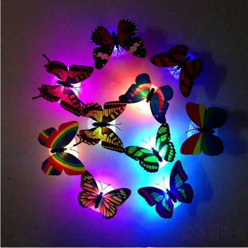 1/2/5/15/20 Pcs Colorful Changing Butterfly LED Night Light Lamp Home Room Party Desk Wall Decor Random Color