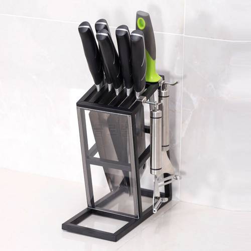 Stainless Steel Knife Holder Vertical Ventilation Dry Kitchen Spoon Tools Gadget Hanger Black Knife Rack Block Universal Shell