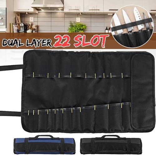 Roll Knife Bag 22 Pockets Accessories Multifunction Carry Case Bag Kitchen Tool Kitchen Cooking Portable Durable Chef Knife Bag