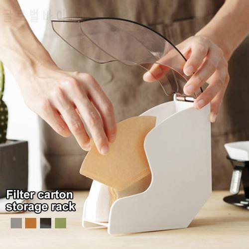 Hand Drip Coffee Filter Paper Holder Storage Rack with Acrylic Cover Dispenser Storage Barista Tools
