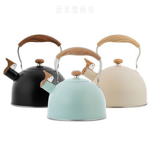 2500ml Whistling Kettle Stainless Steel Whistling Tea Kettle Food Grade Teapot For Make Tea Boil Water Compatible Gas Stoves