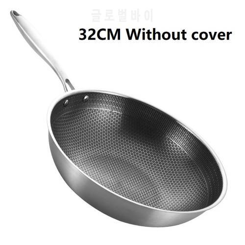 KATA 430 Stainless Steel Wok Skillet Thick Honeycomb Handmade Frying Pan Non-Stick Non Rusting Gas/Induction Cooker kitchen cook