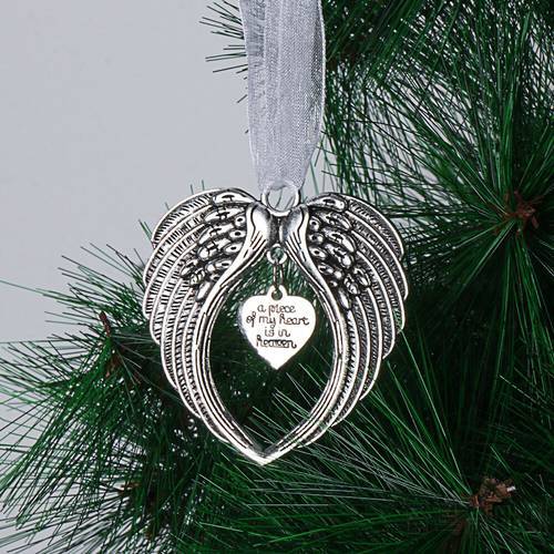 Christmas Angel Heart Ornament Stylish Pendant For Decoration A Piece Of My Heart Is In Heaven Christmas Memorial Decoration