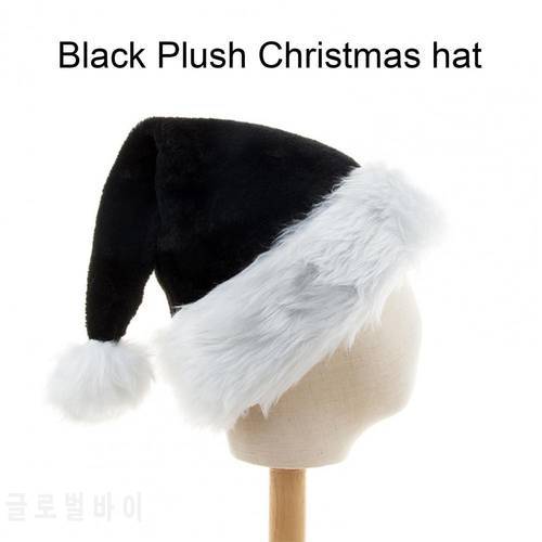 2022 Fluffy Santa Hat Black Soft Christmas Party Hat Parade Celebration Hat Christmas Gift Christmas Ornaments