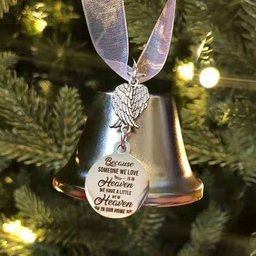 Christmas Ornaments Angel Wings Bell Party Family Holiday Decorations Metal Bell Christmas Tree Hang Pendant For New Year 2021
