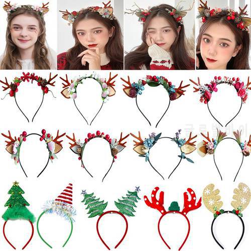 Christmas Elk Antler Headbands Accessories Xmas Party Hairband Ornaments 2022 New Year Festival Photography Props Headwraps