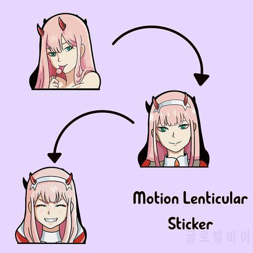 Zero Two Suitcase Sticker DARLING In The FRANXX Motion Sticker Anime Waterproof Decals for Car,Laptop,Refrigerator,Etc Gift