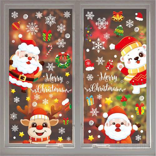 4/8Pcs Christmas Santa Claus Window Stickers Wall Ornaments Christmas Pendant Merry Christmas For Home Decor Happy New Year 2022